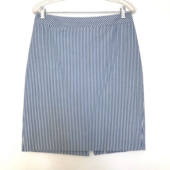J.Crew 6 the pencil Skirt blue off white skirt - Picture 1 of 16